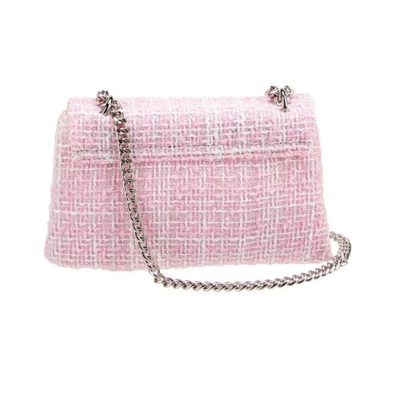 Badgley Mischka pink tweed crossbody purse - Picture 3 of 14